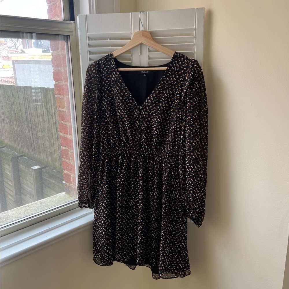 Madewell Georgette Button-Front Mini Dress in Adorable Ditsy NWOT